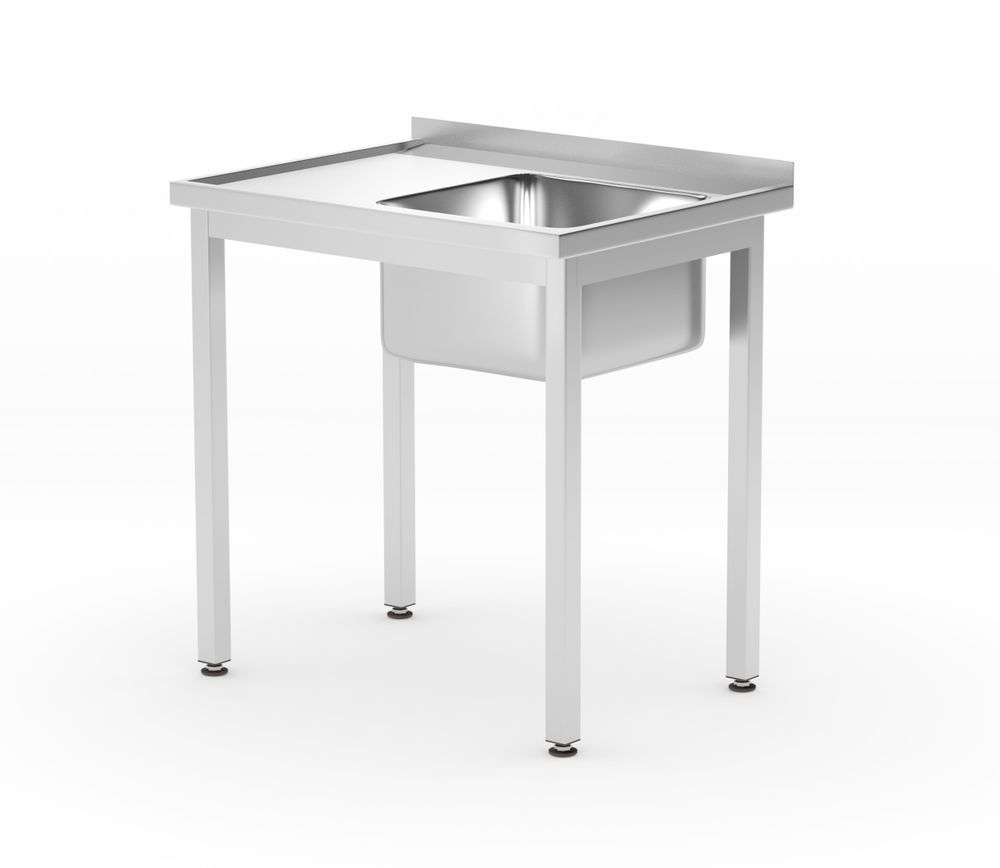 Tavolo lavello con ripiano – bullonato, profondità 600 mm, HENDI, Profi Line, Lato destro, 800x600x(H)850mm