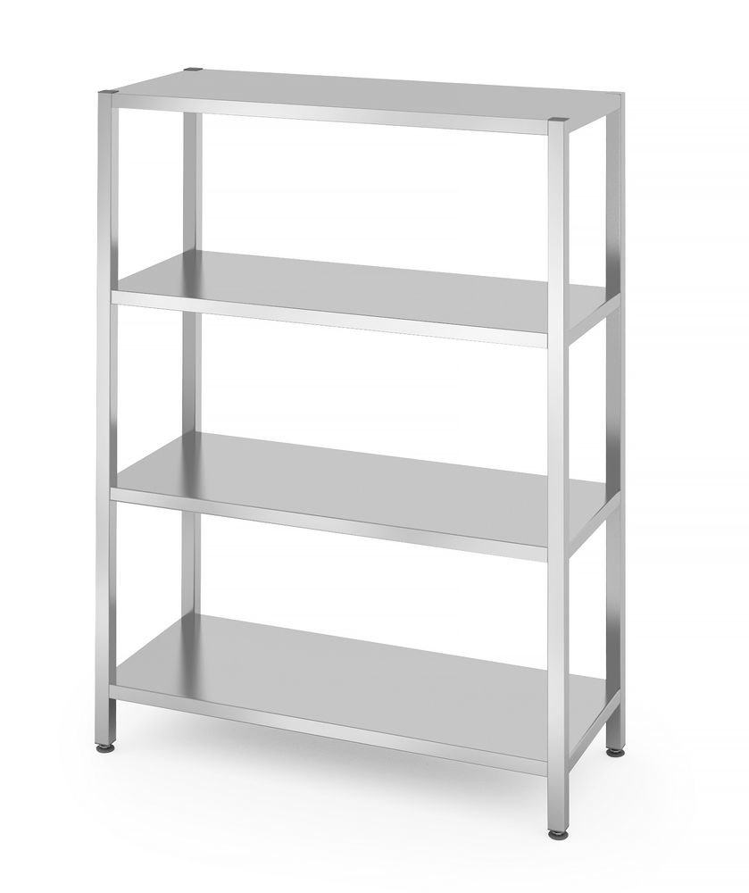 Rack di stoccaggio con 4 ripiani pieni - imbullonati, HENDI, Kitchen Line, 1200x500x(H)1800mm