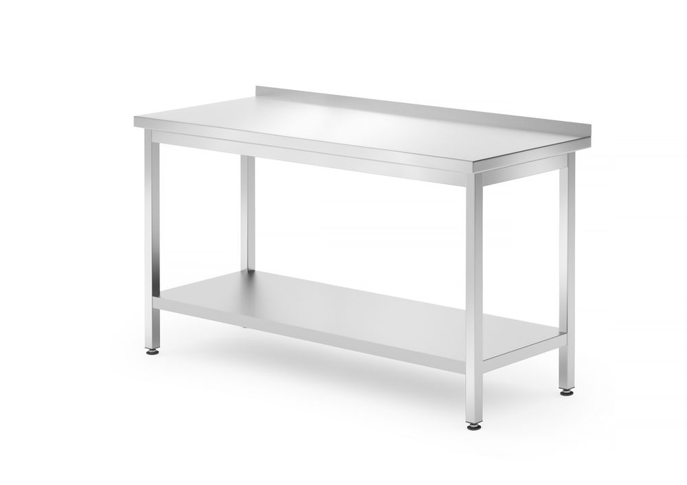 Tavolo a parete con ripiano - bullonato, profondità 700 mm, HENDI, Profi Line, 1400x700x(H)850mm