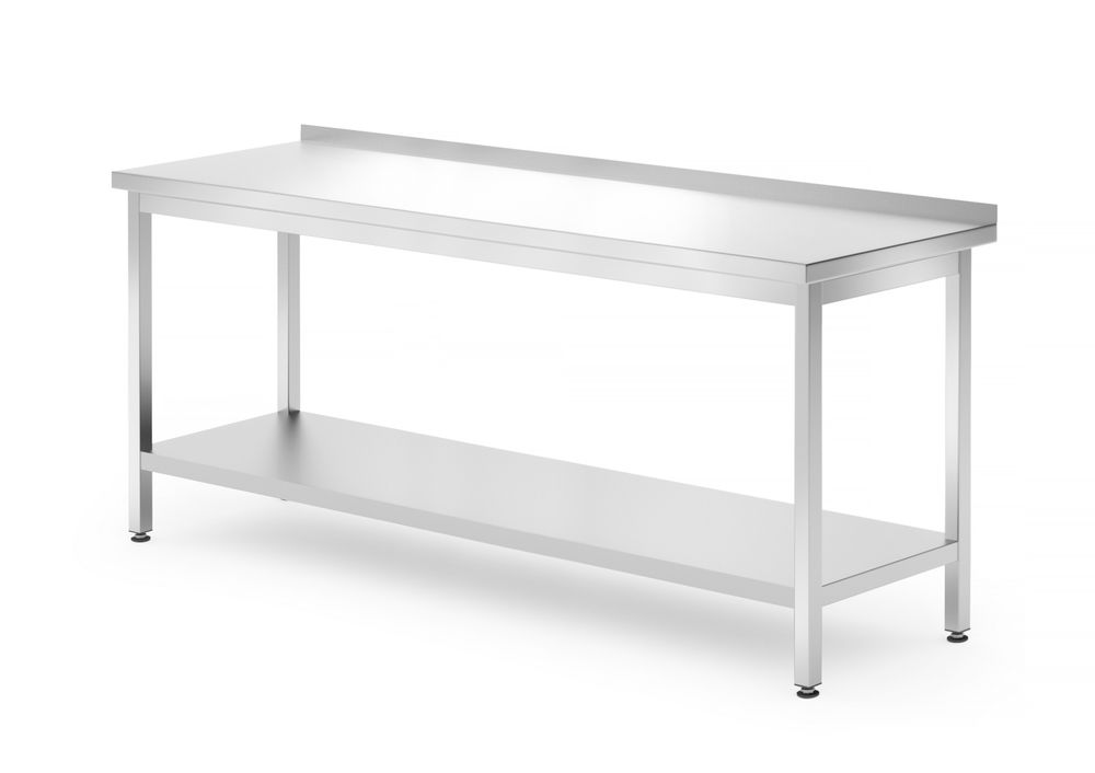 Tavolo a parete con ripiano - bullonato, profondità 700 mm, HENDI, Profi Line, 1800x700x(H)850mm