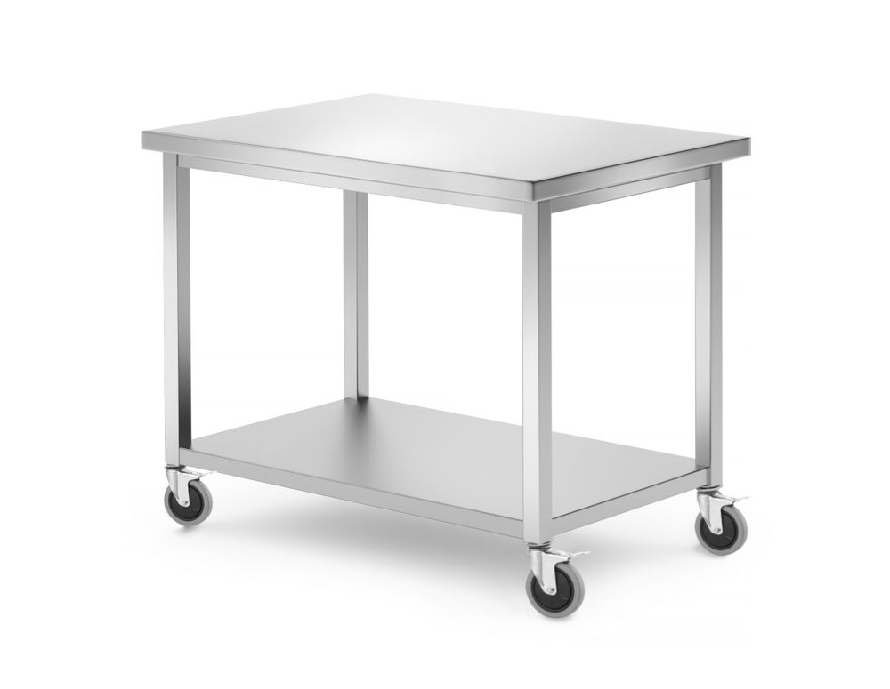 Tavolo mobile, con ripiano - imbullonato, HENDI, Kitchen Line, 1000x700x(H)850mm