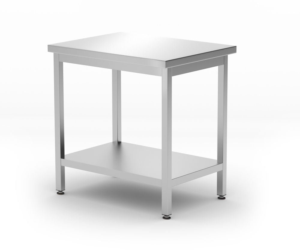 Tavolo centrale con ripiano – bullonato, profondità 600 mm, HENDI, Kitchen Line, 800x600x(H)850mm