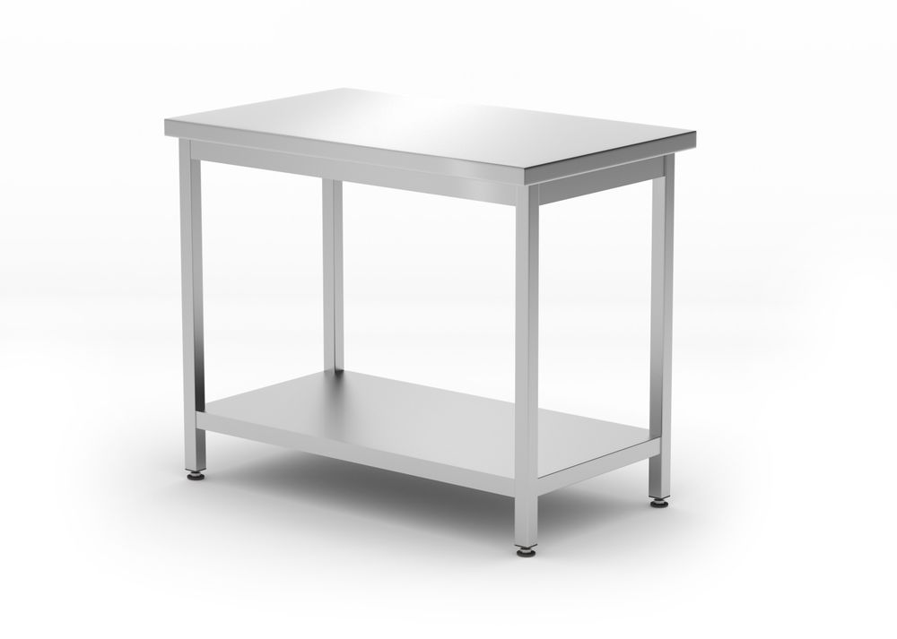Tavolo centrale con ripiano – bullonato, profondità 600 mm, HENDI, Kitchen Line, 1000x600x(H)850mm