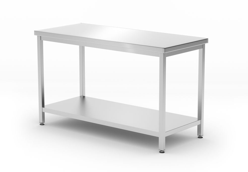 Tavolo centrale con ripiano – bullonato, profondità 600 mm, HENDI, Kitchen Line, 1200x600x(H)850mm