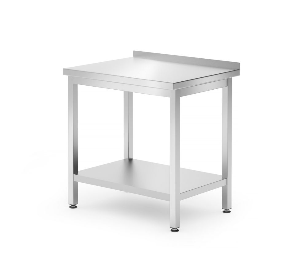 Tavolo a parete con ripiano – bullonato, profondità 600 mm, HENDI, Kitchen Line, 800x600x(H)850mm