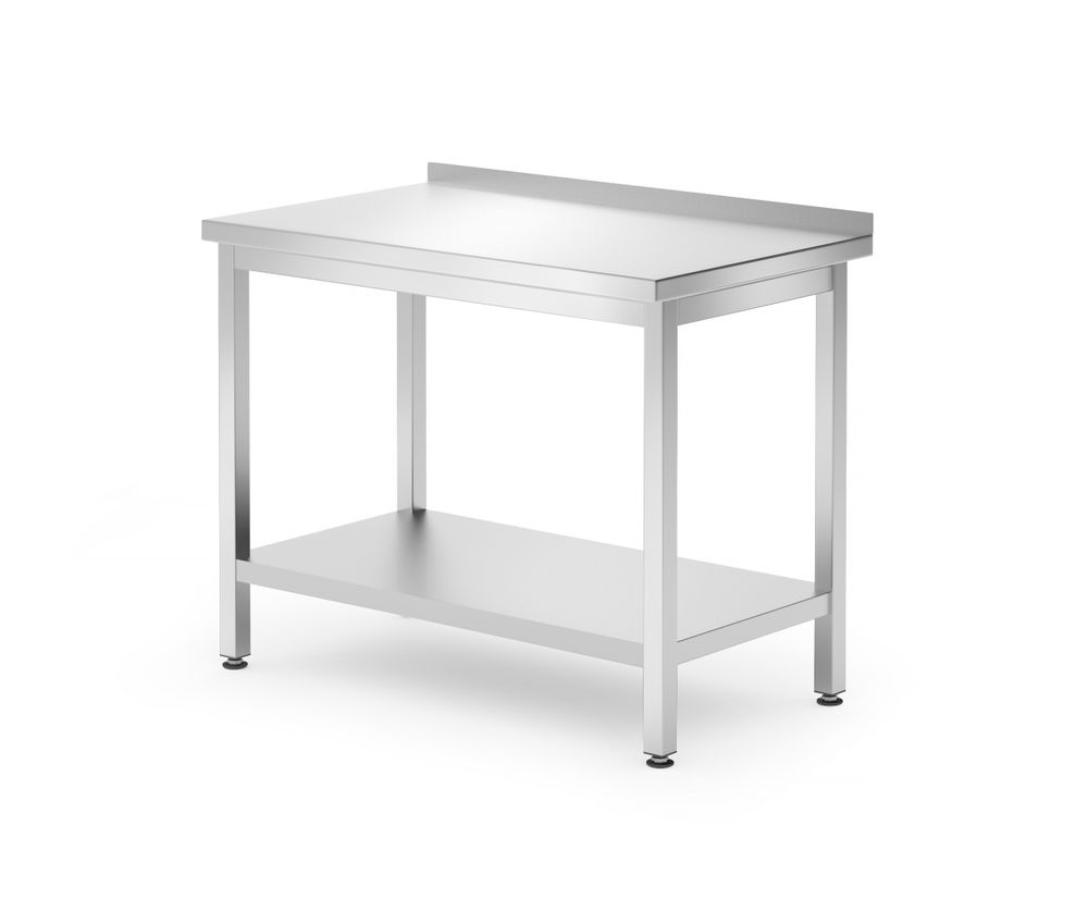 Tavolo a parete con ripiano – bullonato, profondità 600 mm, HENDI, Kitchen Line, 1000x600x(H)850mm