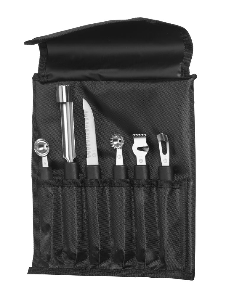 Set di coltelli da intaglio-6 pezzi, HENDI, Nero, 280x100x(H)50mm