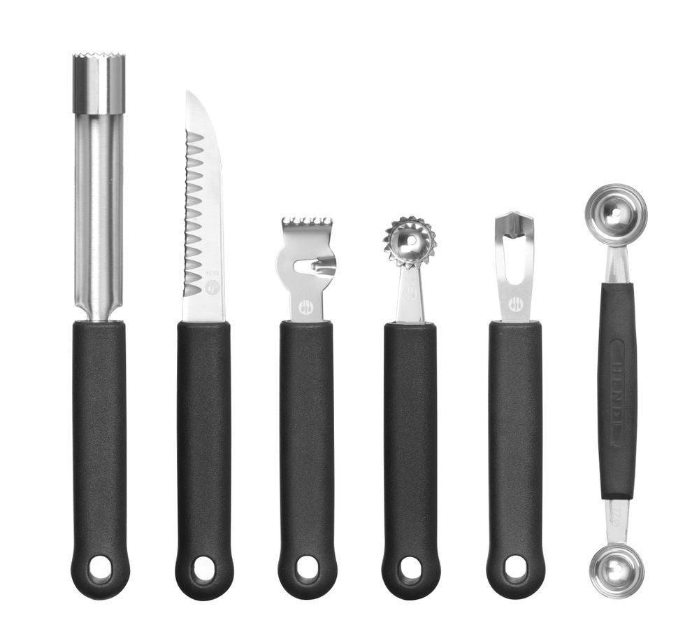Set di coltelli da intaglio-6 pezzi, HENDI, Nero, 280x100x(H)50mm