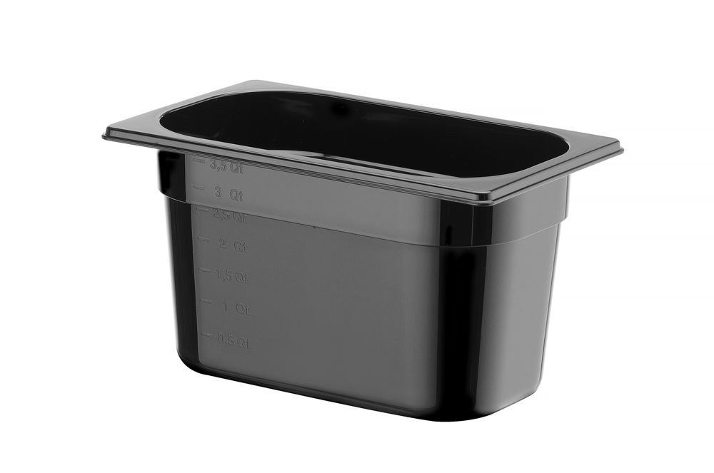 Contenitore Gastronorm 1/4, HENDI, Profi Line, GN 1/4, 4L, Nero, 265x162x(H)150mm