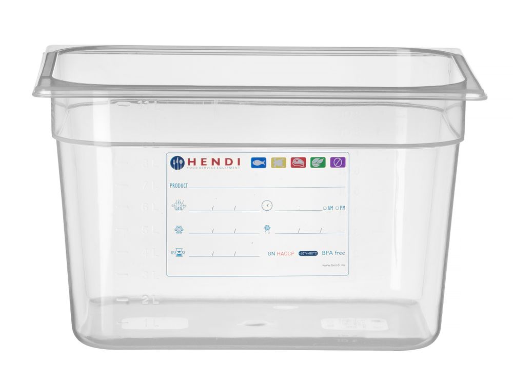 Contenitori Gastronorm 1/2, HENDI, GN 1/2, 12,5L, Trasparente, 325x265x(H)200mm