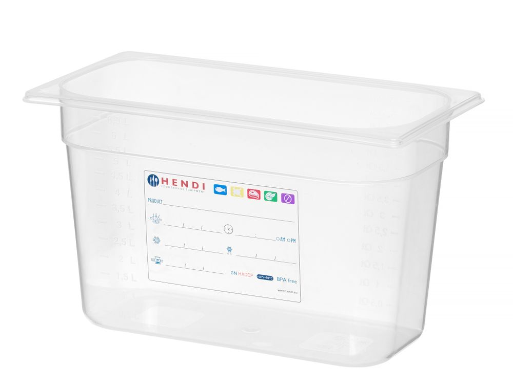 Contenitore Gastronorm 1/3, HENDI, GN 1/3, 7,8L, Trasparente, 325x176x(H)200mm