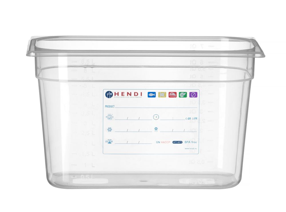 Contenitore Gastronorm 1/3, HENDI, GN 1/3, 7,8L, Trasparente, 325x176x(H)200mm