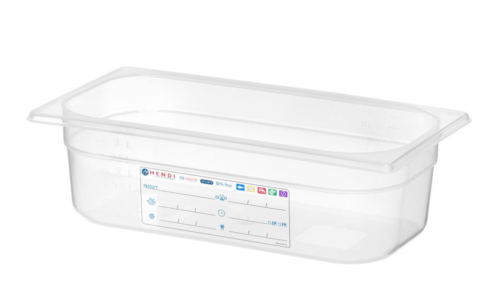 Contenitore Gastronorm 1/3, HENDI, GN 1/3, 4L, Trasparente, 325x176x(H)100mm