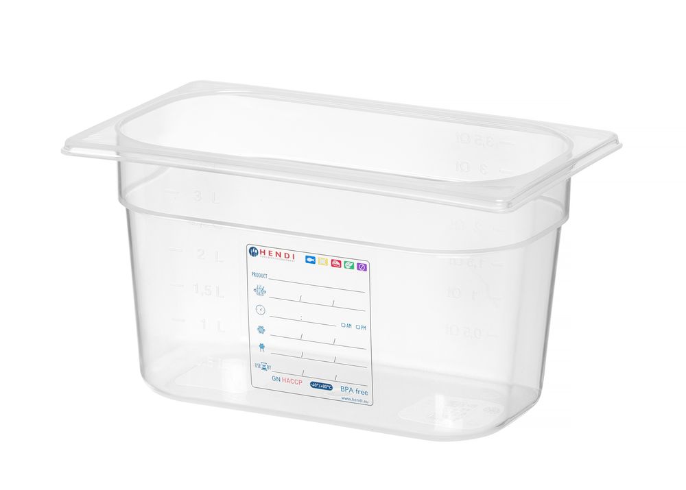 Contenitore Gastronorm 1/4, HENDI, GN 1/4, 4L, Trasparente, 265x162x(H)150mm