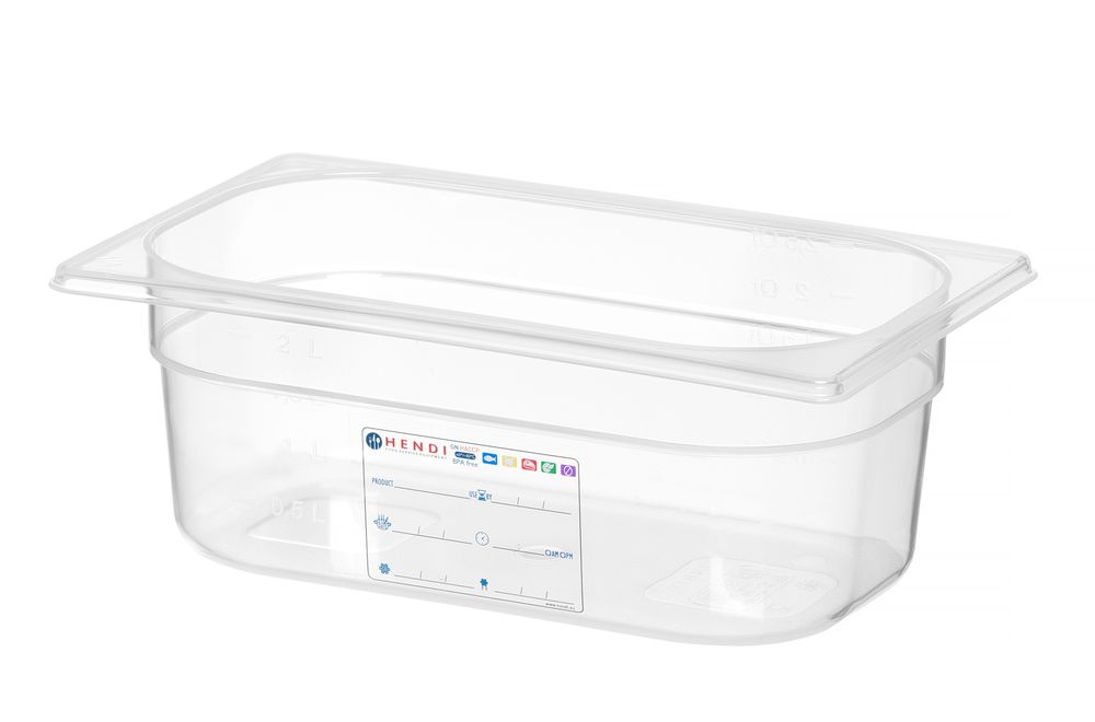 Contenitore Gastronorm 1/4, HENDI, GN 1/4, 2,8L, Trasparente, 265x162x(H)100mm