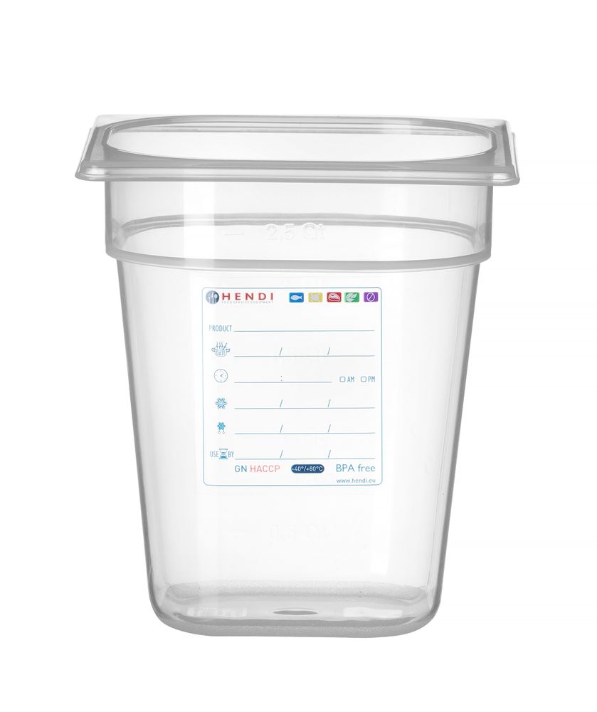 Contenitore Gastronorm 1/6, HENDI, GN 1/6, 3,4L, Trasparente, 176x162x(H)200mm