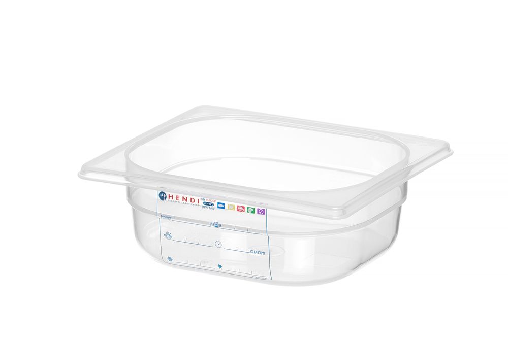 Contenitore Gastronorm 1/6, HENDI, GN 1/6, 1L, Trasparente, 176x162x(H)65mm