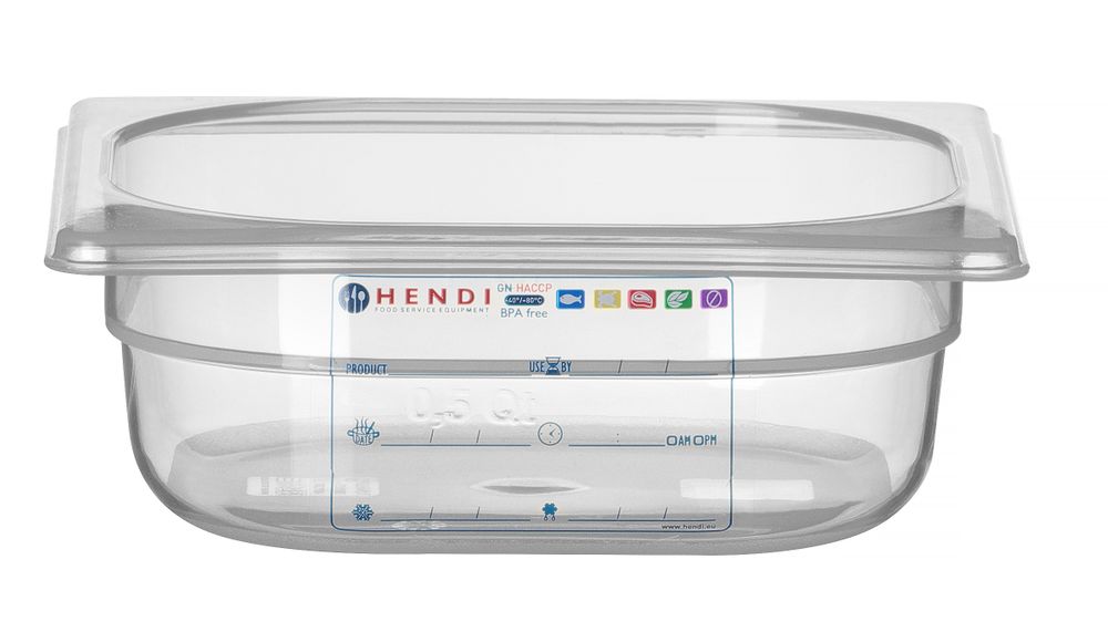 Contenitore Gastronorm 1/6, HENDI, GN 1/6, 1L, Trasparente, 176x162x(H)65mm