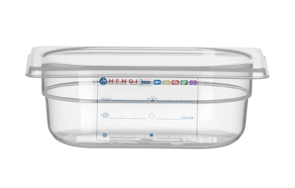 Contenitore Gastronorm 1/9, HENDI, GN 1/9, 0,6L, Trasparente, 176x108x(H)65mm