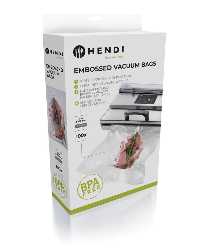 Sacchetto sottovuoto goffrato, HENDI, 100 pezzi, 150x250mm