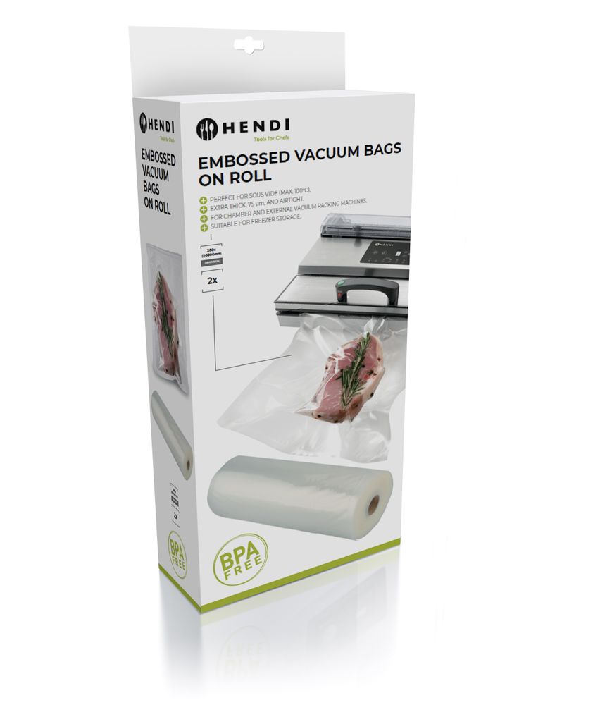 Sacchetto sottovuoto goffrato in rotolo - 2 pezzi, HENDI, 2 pezzi, 6000x280mm