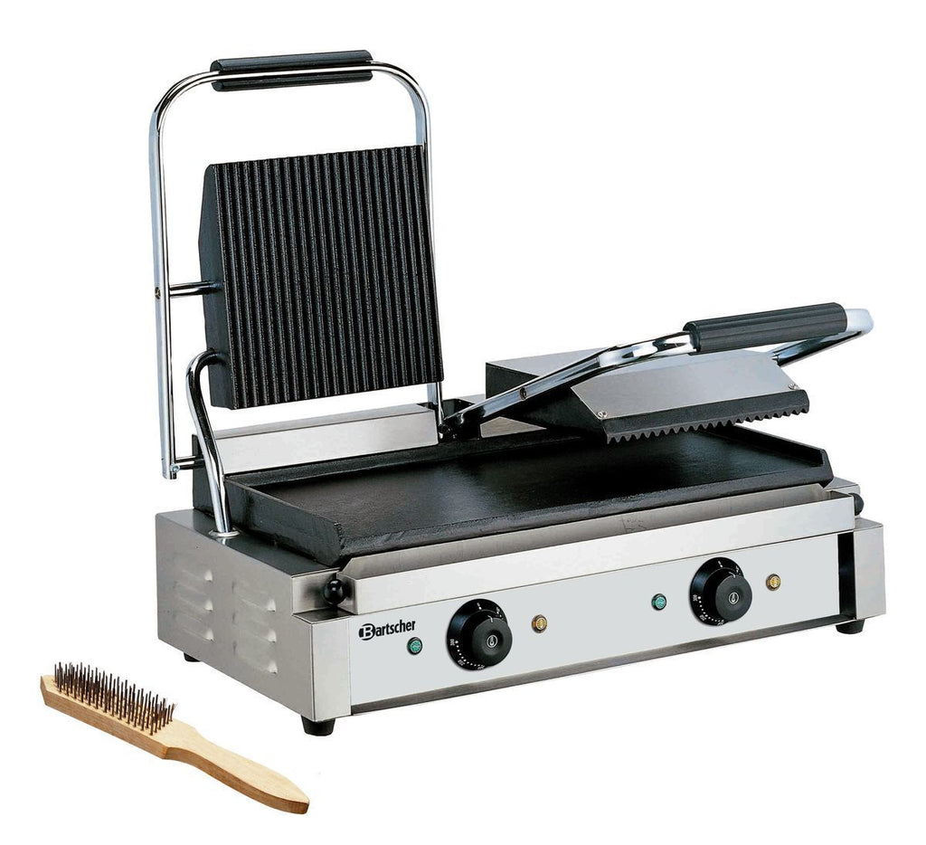 Piastra Professionale panini in ghisa 3600 2R ,360 2G e 3600 2GR — Superiore scanalata, inferiore liscia