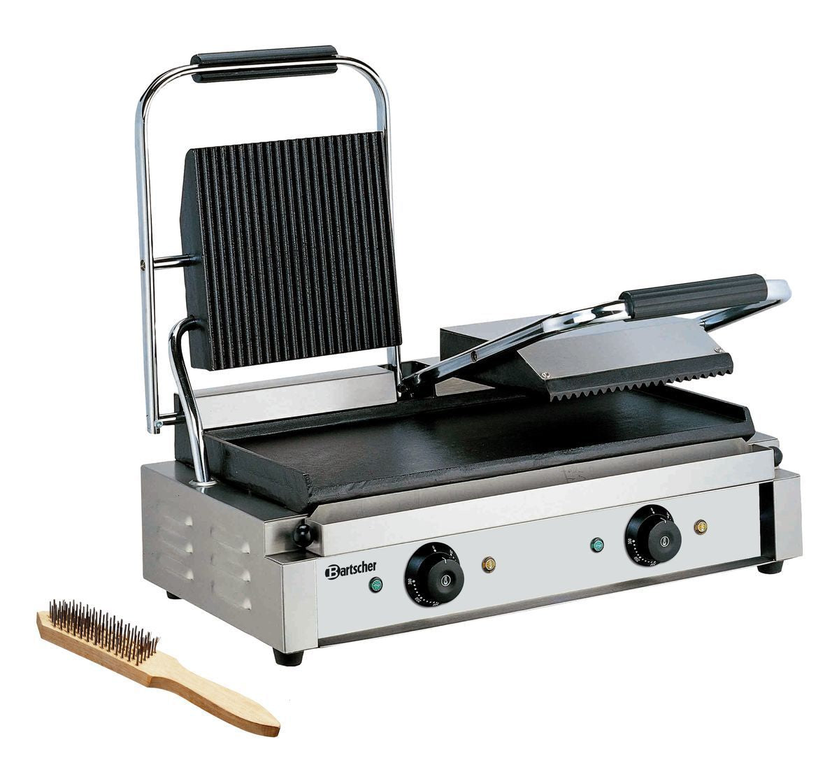 Piastra Professionale panini in ghisa 3600 2R ,360 2G e 3600 2GR — Superiore scanalata, inferiore liscia