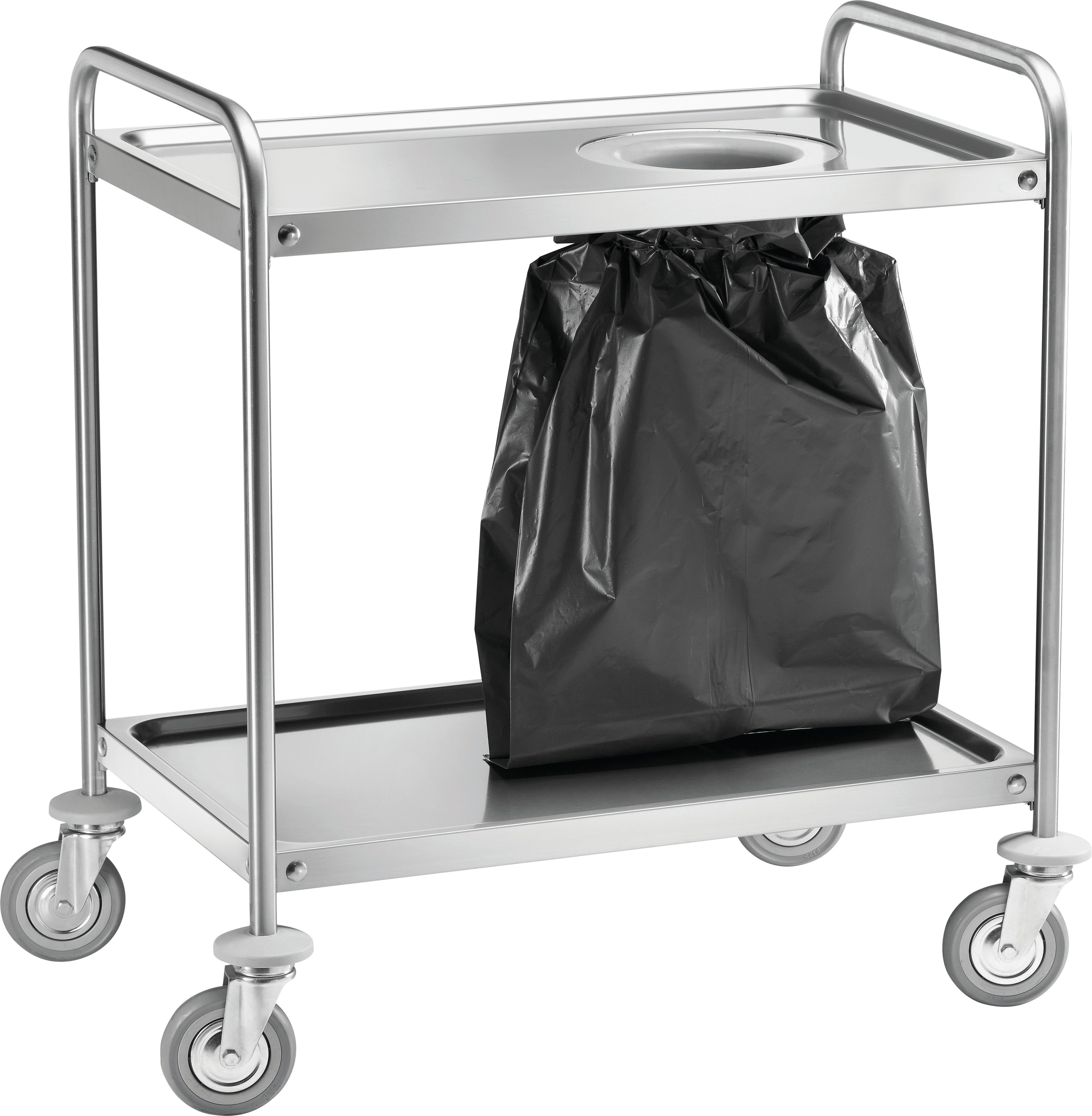 CARRELLO INOX - 2 PIANI STAMPATI CON SCARICO CA1390S