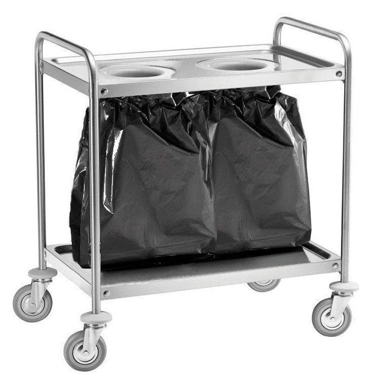 CARRELLO INOX - 2 PIANI STAMPATI CON 2 SCARICHI CA1391S2