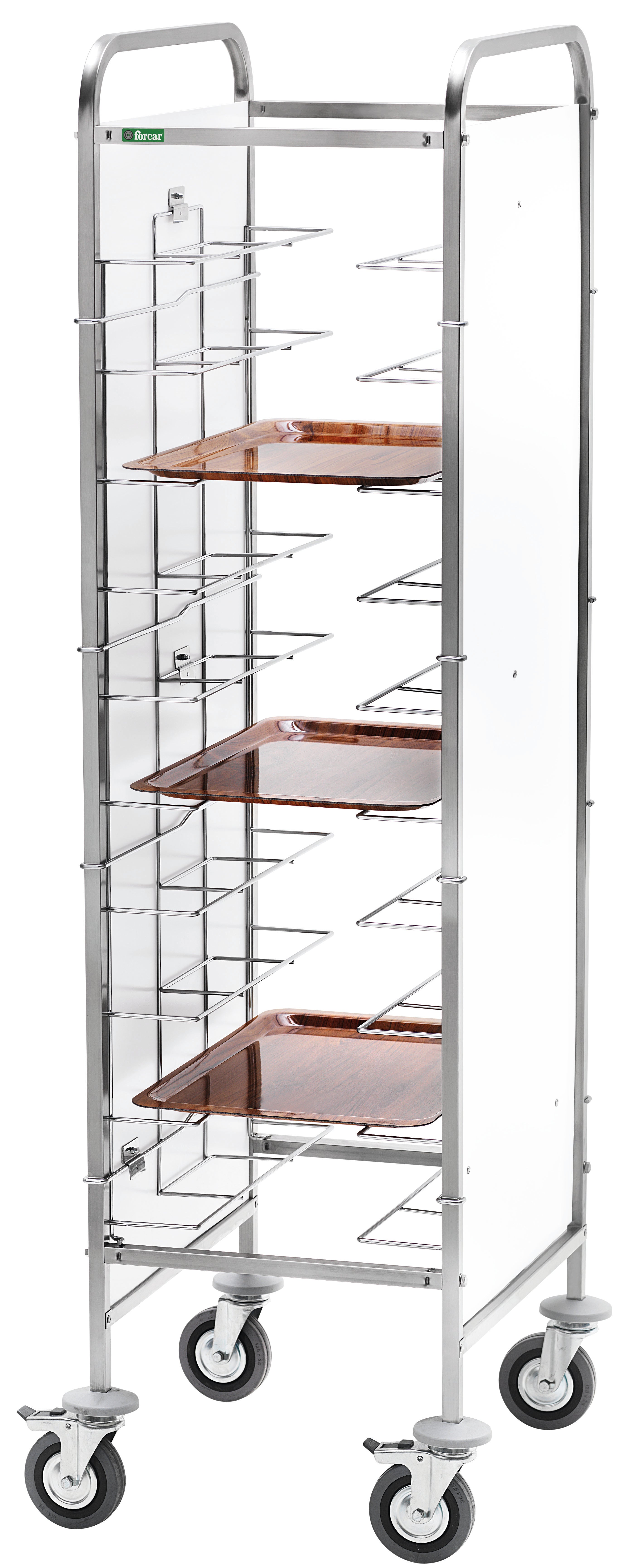 CARRELLO INOX PORTAVASSOI FILO - PANNELLO BIANCO - 10 VASSOI CA1455PRF2