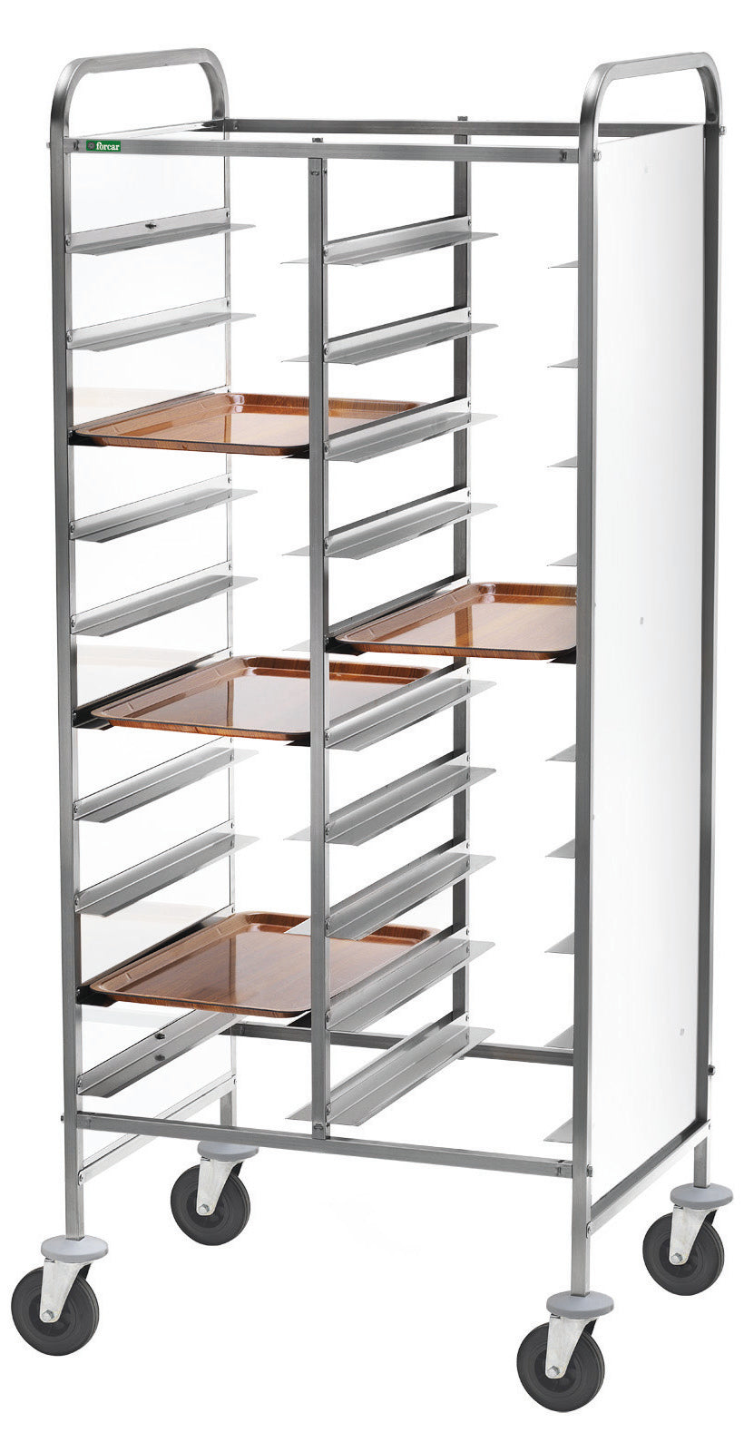 CARRELLO INOX PORTAVASSOI RINFORZATO - PANNELLO BIANCO - 20 VASSOI CA1461RP