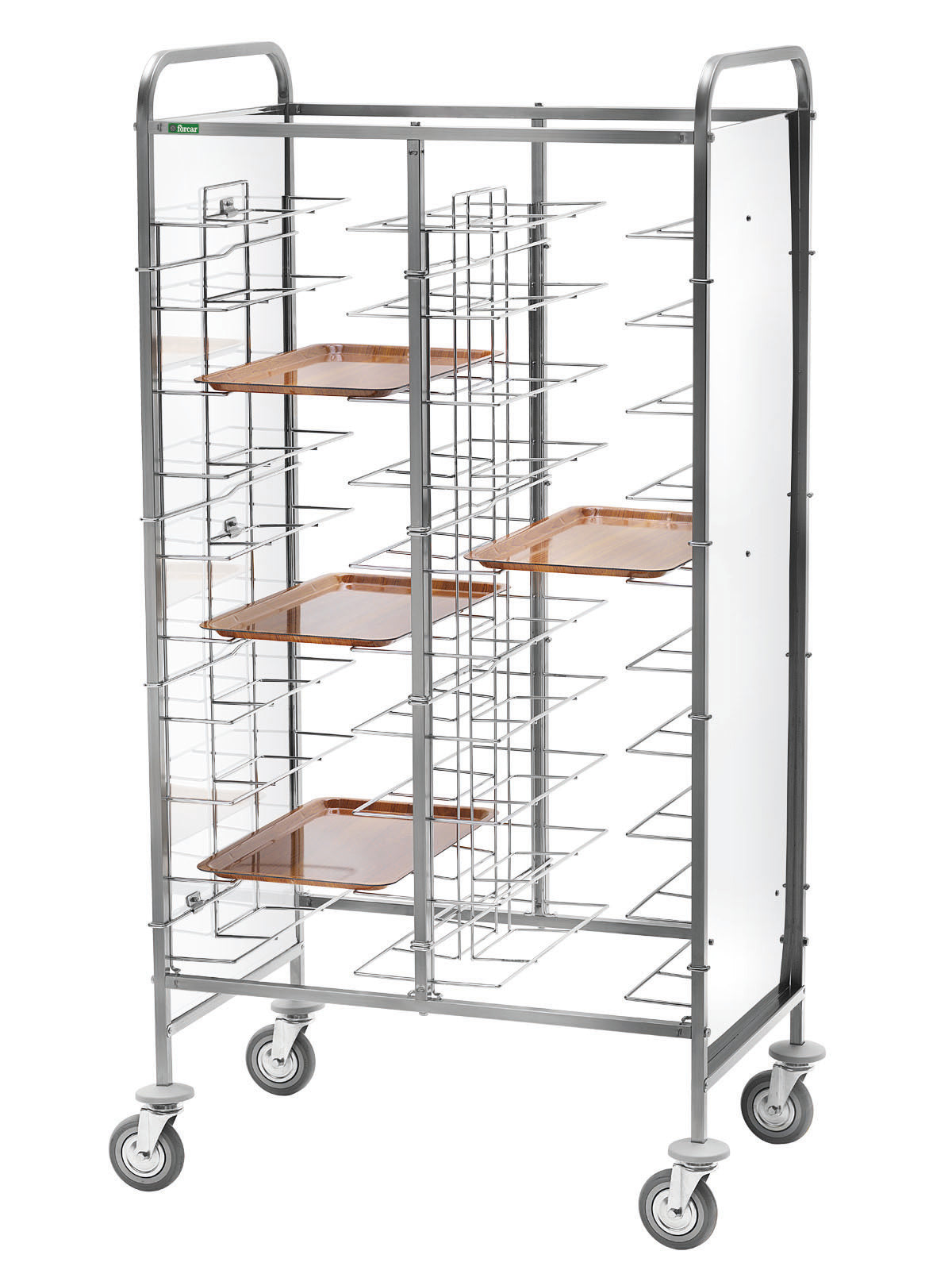 CARRELLO INOX PORTAVASSOI FILO - PANNELLO BIANCO - 20 VASSOI CA1465P