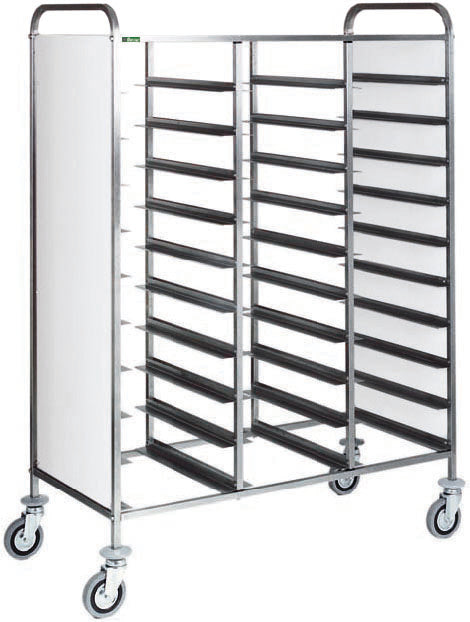 CARRELLO INOX PORTAVASSOI - PANNELLO BIANCO - 30 VASSOI CA1470PRF2