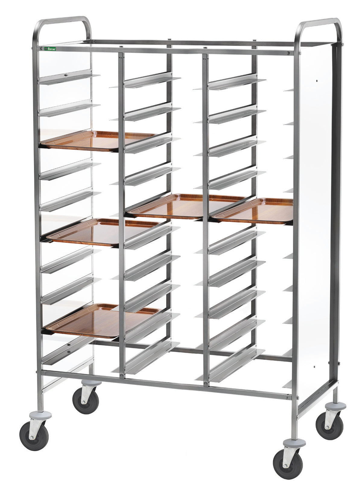 CARRELLO INOX PORTAVASSOI RINFORZATO - PANNELLO BIANCO - 30 VASSOI CA1471RP