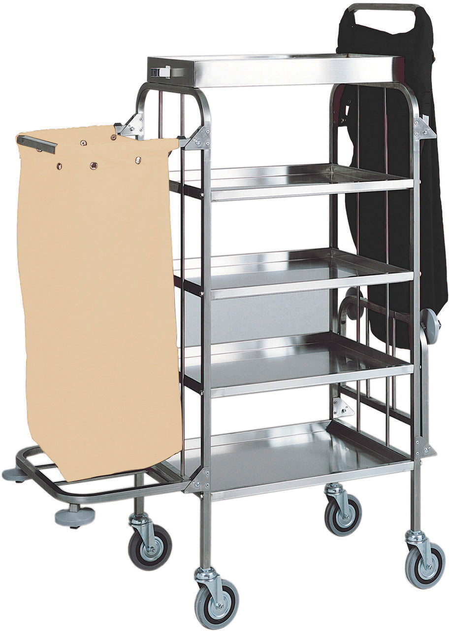 CARRELLO INOX PORTABIANCHERIA - 4 PIANI - 2 SACCHI CA1525