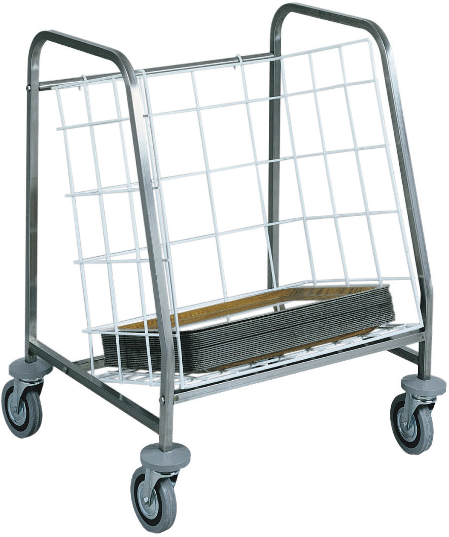 CARRELLO INOX PORTAPIATTI PER TRASPORTO E RITIRO - CESTO PLASTIFICATO CA631RF2