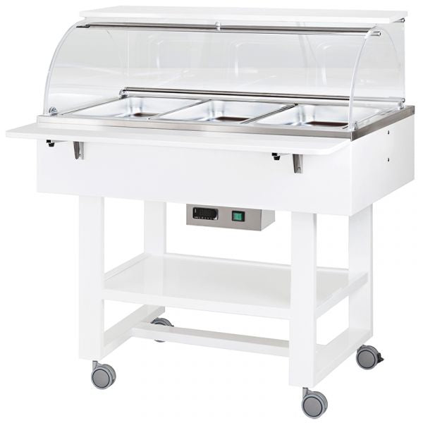 CARRELLO LEGNO BAGNOMARIA 3xGN1/1 - CUPOLA - BIANCO CL2778NB