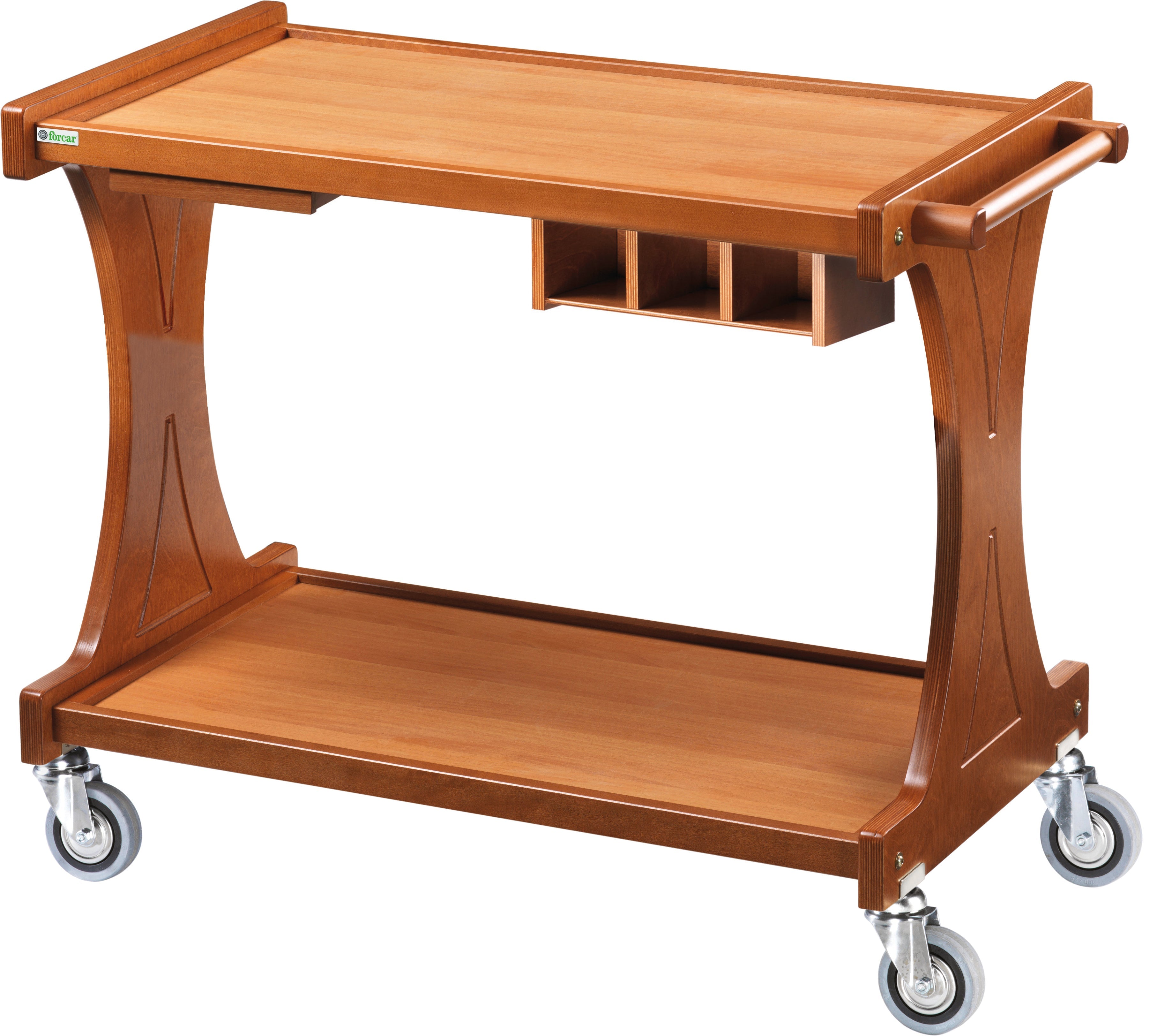 CARRELLO LEGNO 2 PIANI + PIANETTO REGGIPIATTO + CASSETTO PORTAPOSATE - NOCE CL2000-A100A200
