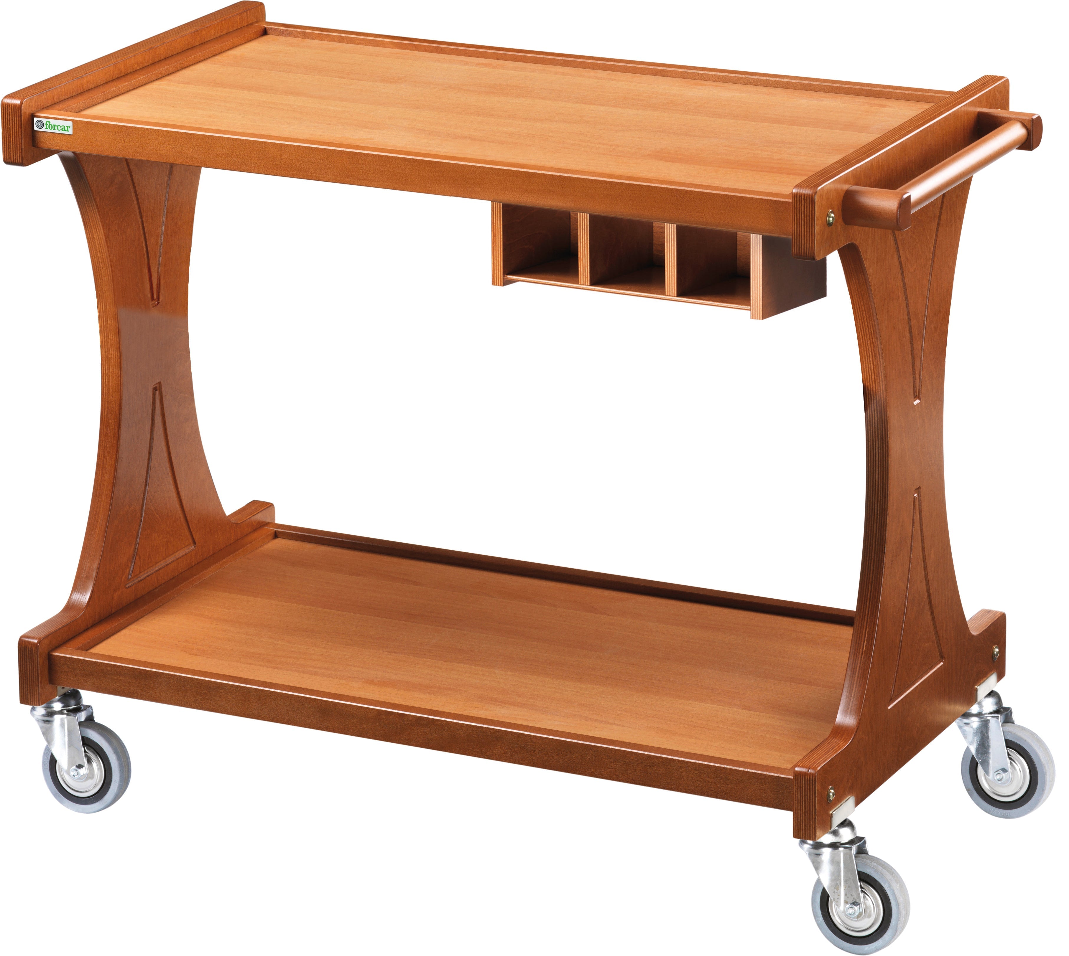 CARRELLO LEGNO 2 PIANI + CASSETTO PORTAPOSATE - NOCE CL2000-A200