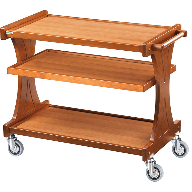 CARRELLO LEGNO 3 PIANI + PIANETTO REGGIPIATTO - NOCE CL2150-A100
