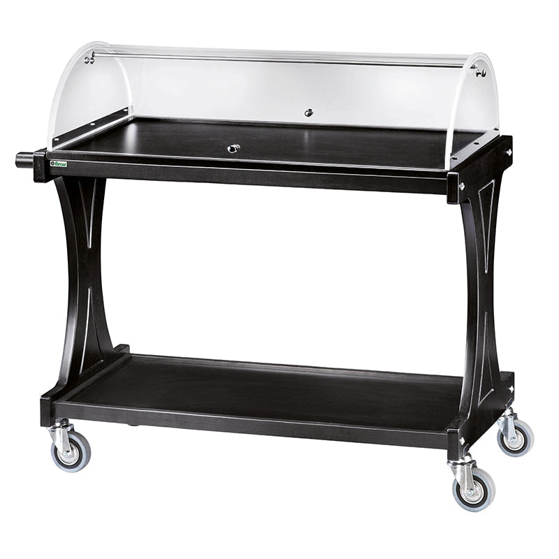 CARRELLO LEGNO 2 PIANI C/CUPOLA SEMICIRCOLARE + CASSETTO PORTAPOSATE - CARBON CL2260CA-A200