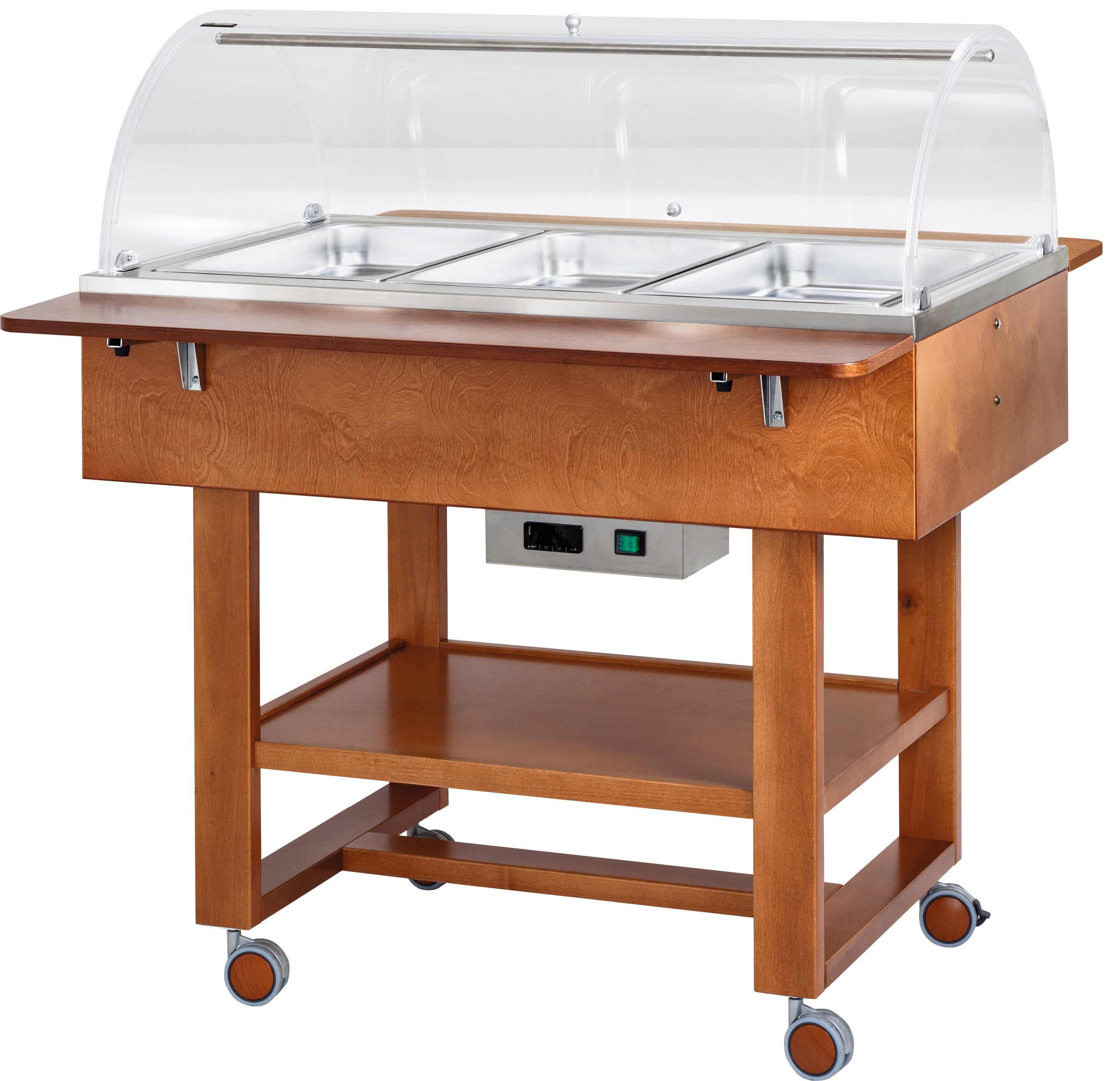 CARRELLO LEGNO BAGNOMARIA 3xGN1/1 - CUPOLA - NOCE CL2777N