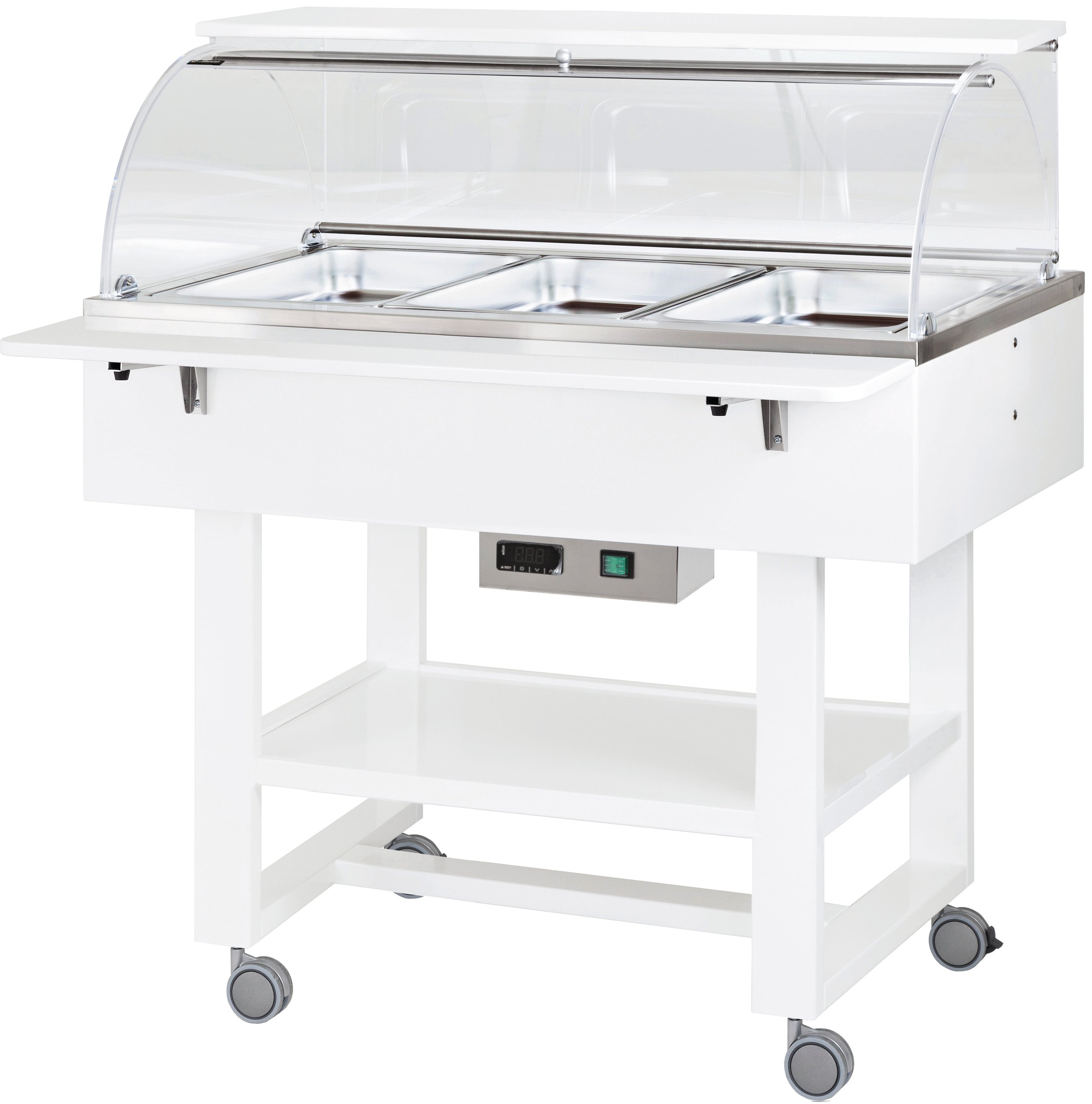 CARRELLO LEGNO BAGNOMARIA 3xGN1/1 - CUPOLA - BIANCO CL2777NB