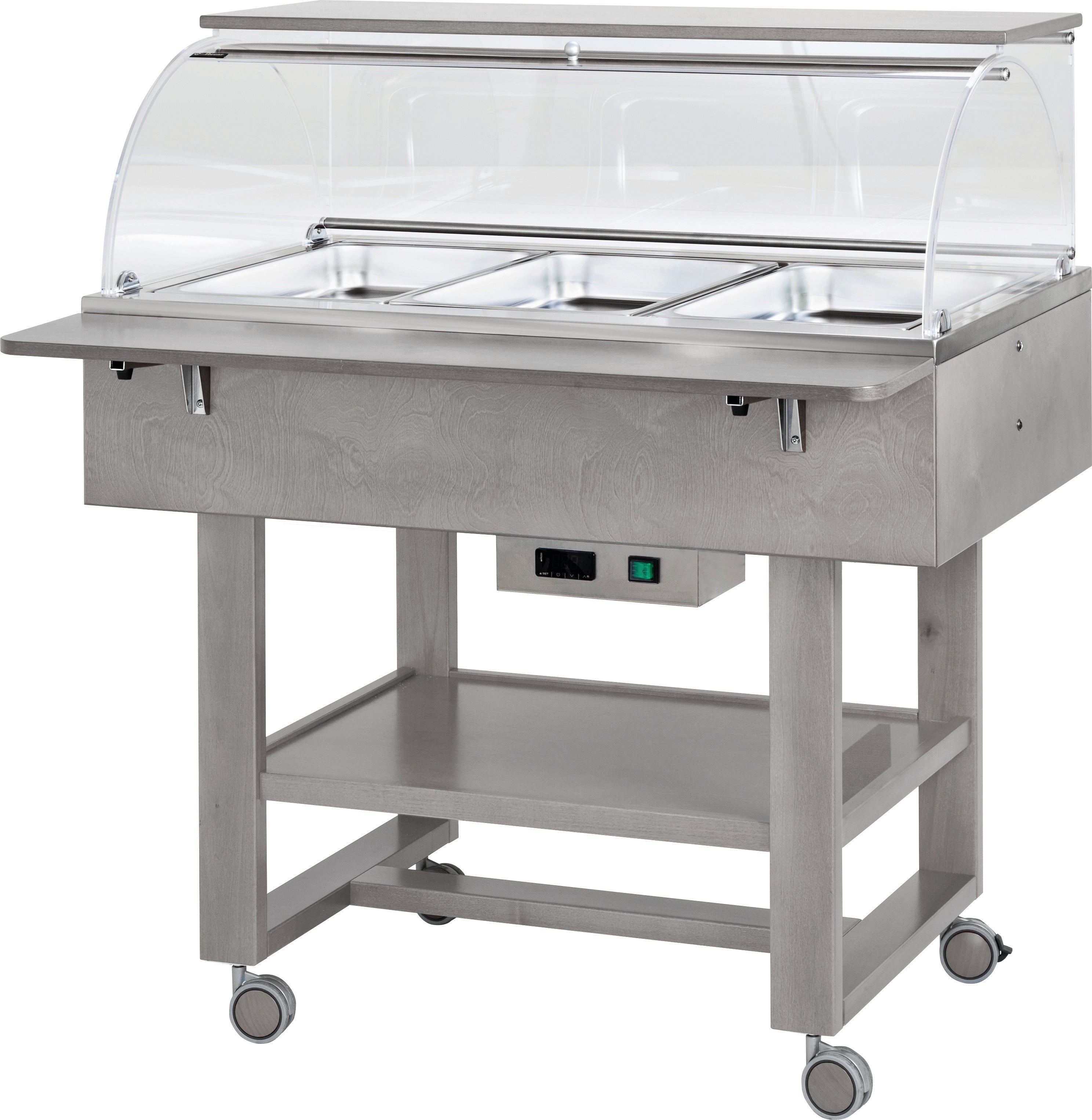 CARRELLO LEGNO BAGNOMARIA 3xGN1/1 - CUPOLA - CENERE CL2778NCE