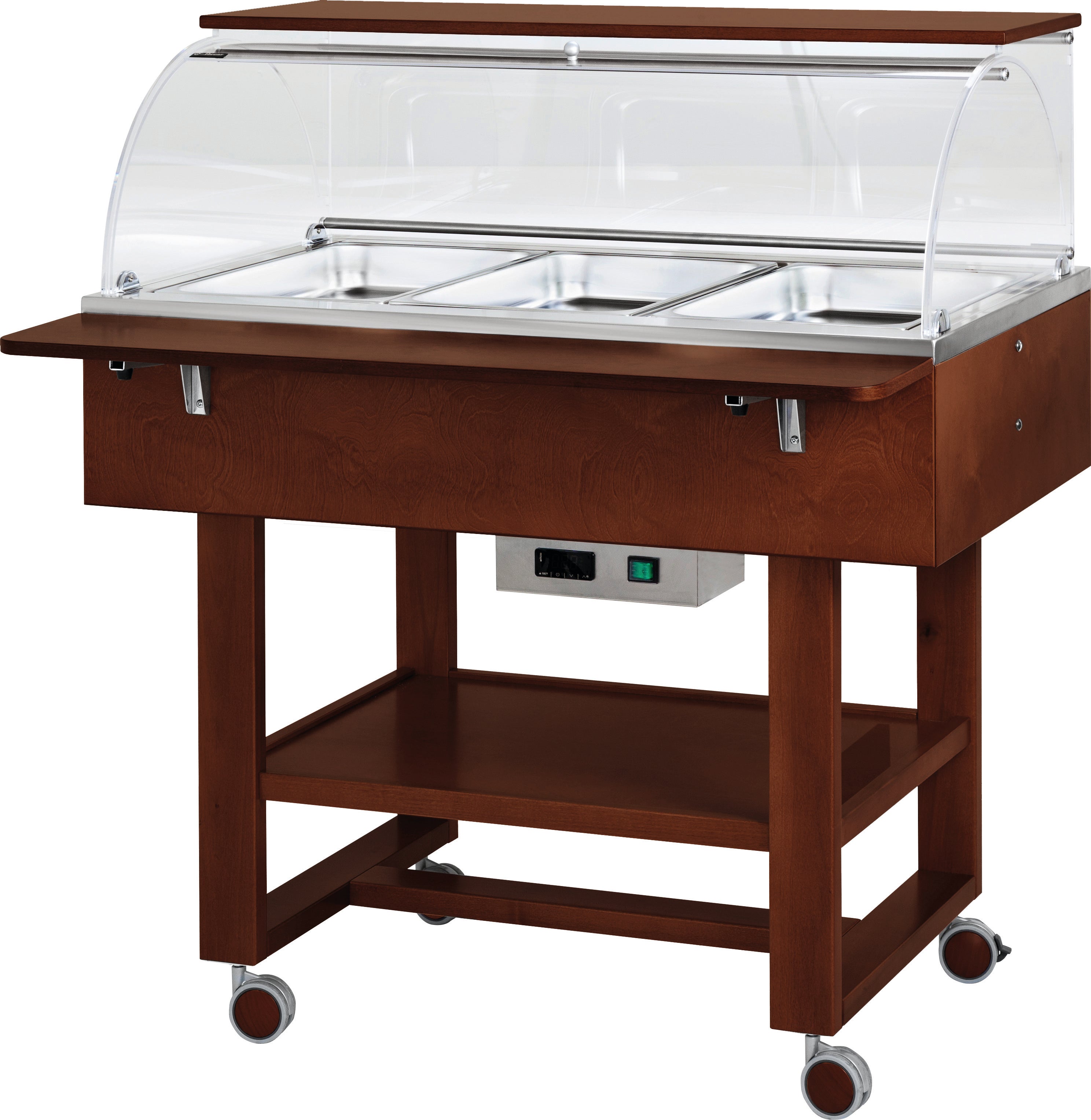 CARRELLO LEGNO BAGNOMARIA 3xGN1/1 - CUPOLA - WENGE' CL2778NW