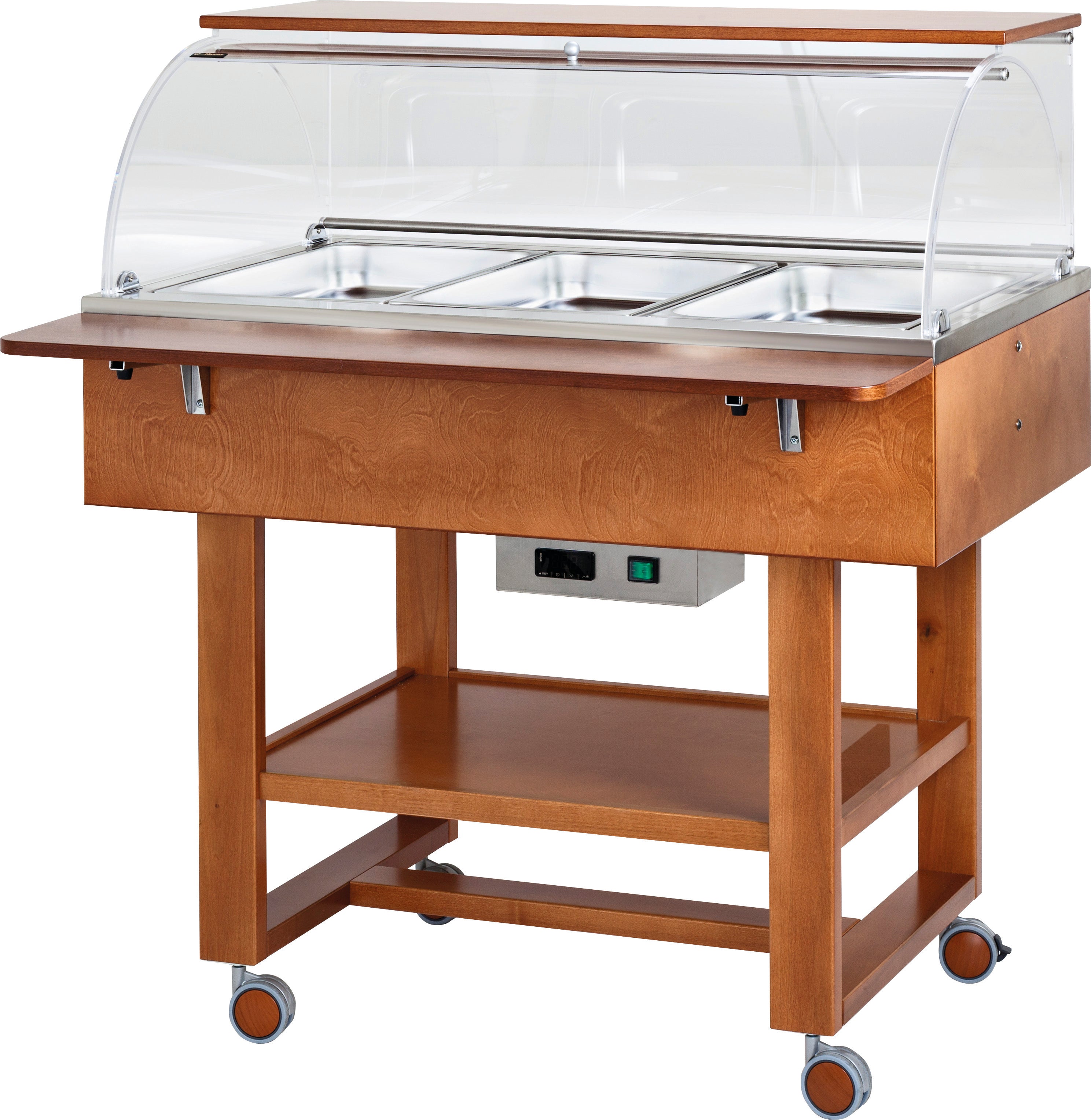 CARRELLO LEGNO BAGNOMARIA 3xGN1/1 - CUPOLA - NOCE CL2778N