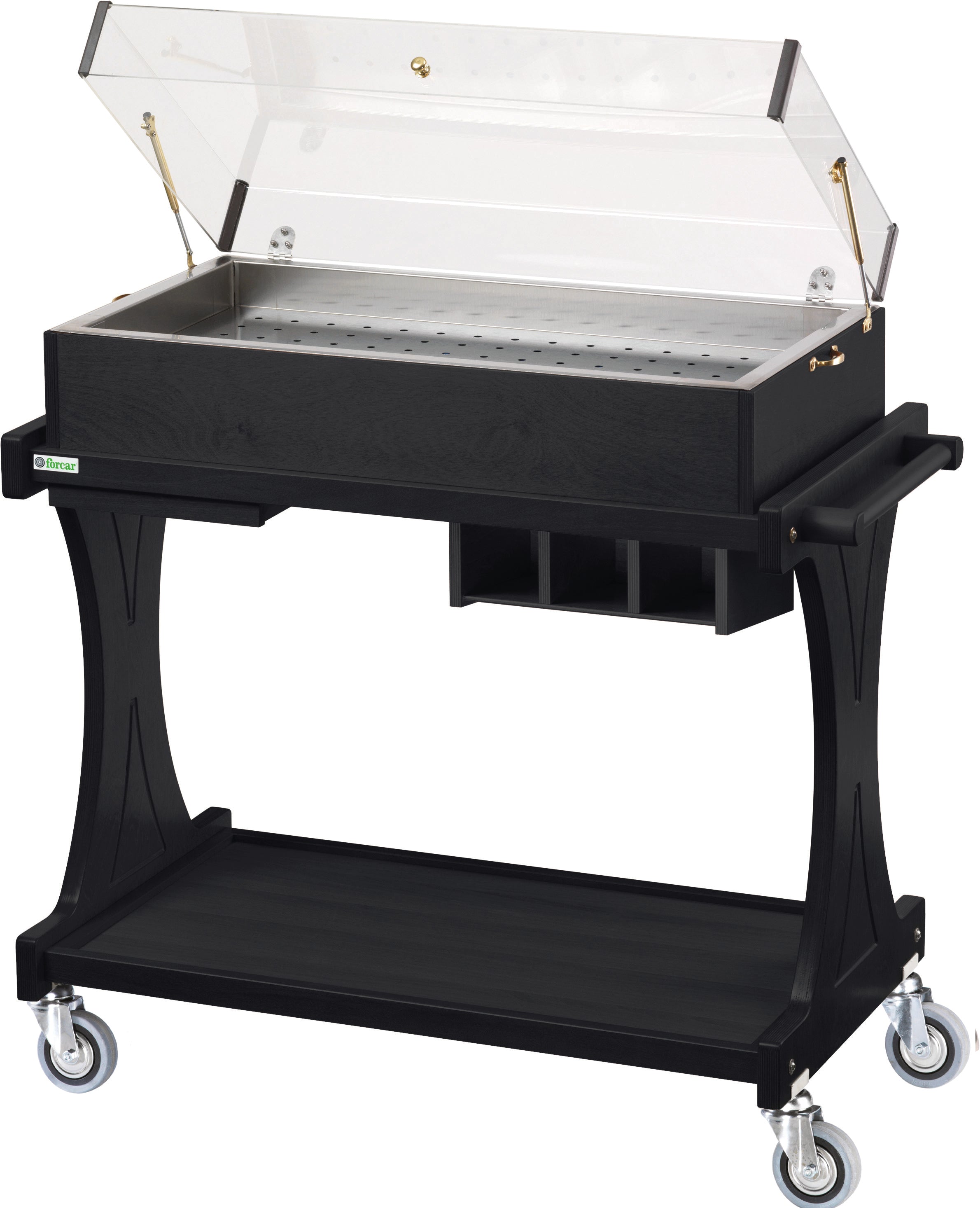 CAR. REFRIGERATO LEGNO  CARBON C/PIASTRE EUTETTICHE+ PIANETTO REGGIPIATTO + CASSETTO PORTAPOSATE CL2785CA-A100A200