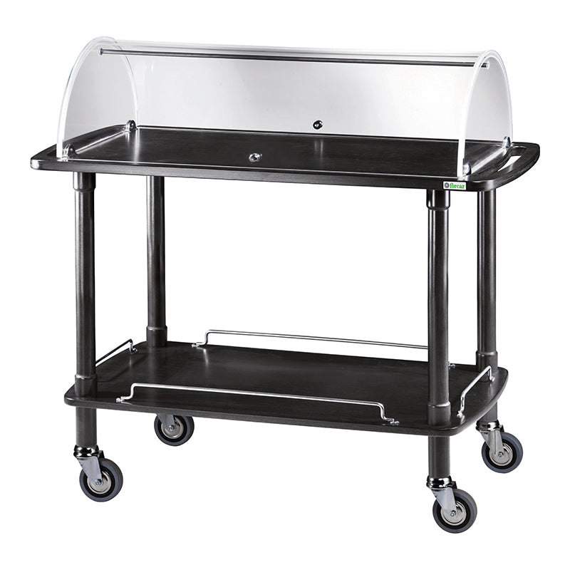 CARRELLO LEGNO 2 PIANI C/CUPOLA SEMICIRCOLARE + PIANETTO REGGIPIATTO + CASSETTO PORTAPOSATE - CARBON CLC2012CA-A100A200