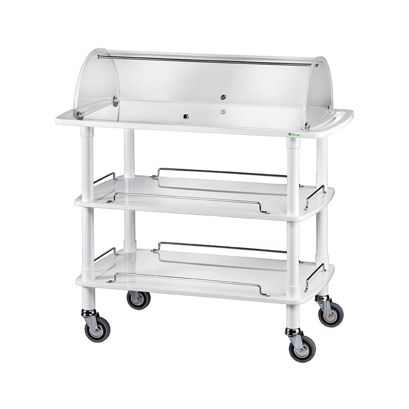 CARRELLO LEGNO 3 PIANI C/CUPOLA SEMICIRCOLARE - BIANCO CLC2013B