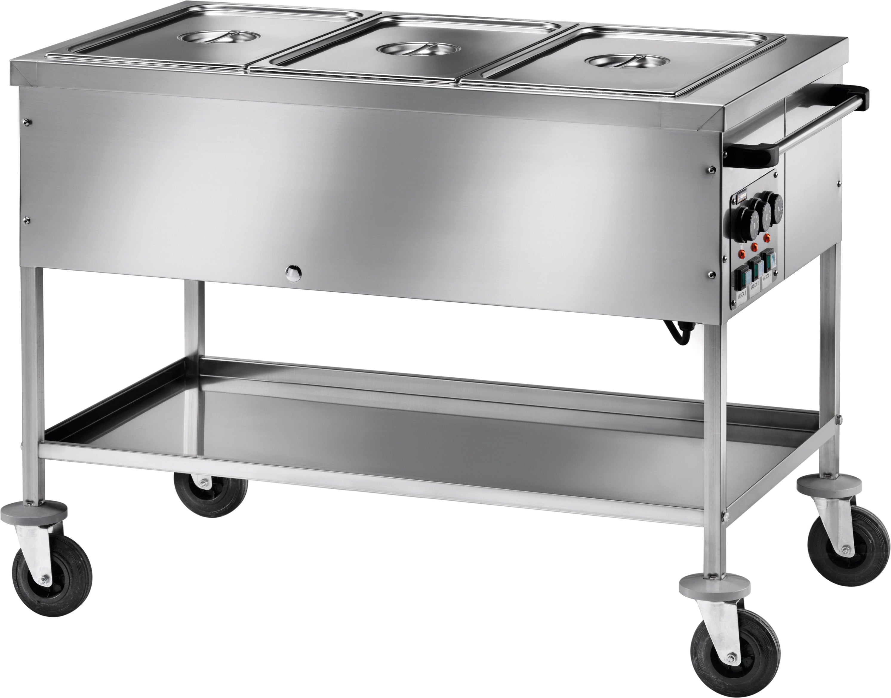 CARRELLO TERMICO INOX BAGNOMARIA - TEMPERATURE DIFFERENTI 3xGN1/1 CT1760TDRF2